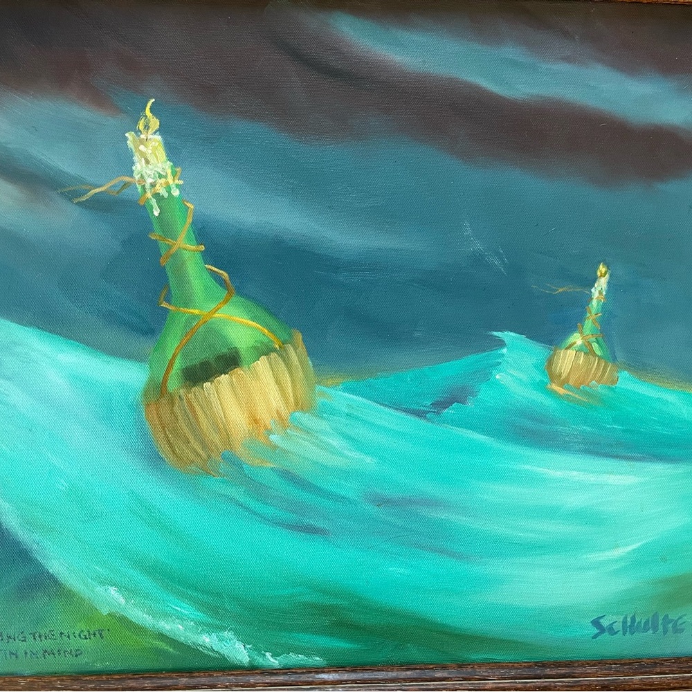 Abstract Ocean Art with Green and Blue Tones